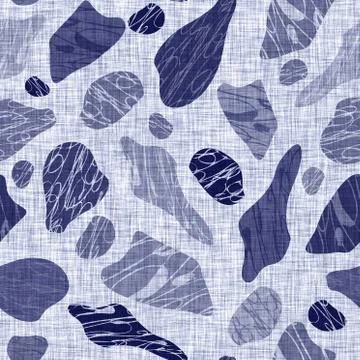 Seamless indigo block print texture. Navy blue woven cotton dyed effect Stock Illustration