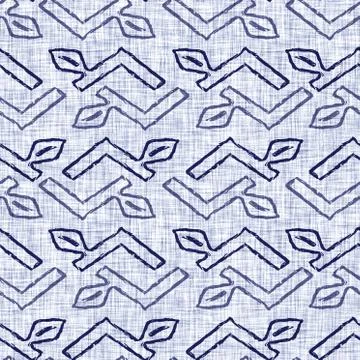 Seamless indigo block print texture. Navy blue woven cotton dyed effect Stock Illustration