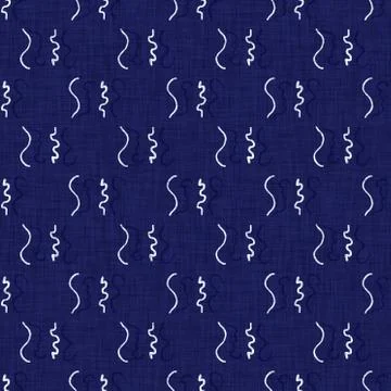 Seamless indigo block print texture. Navy blue woven cotton dyed effect Stock Illustration