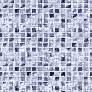 Seamless indigo block print texture. Navy blue woven cotton dyed effect Stock Illustration