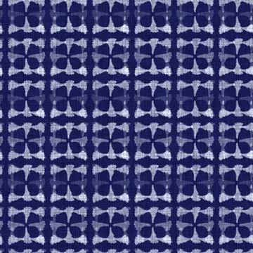 Seamless indigo block print texture. Navy blue woven cotton dyed effect Stock Illustration