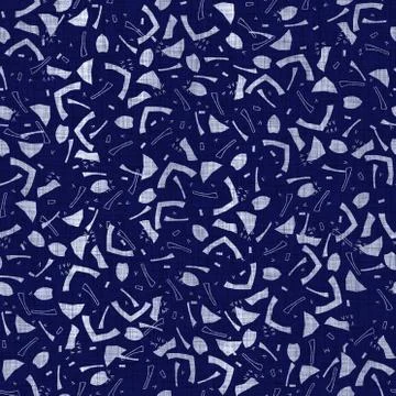 Seamless indigo block print texture. Navy blue woven cotton dyed effect Stock Illustration