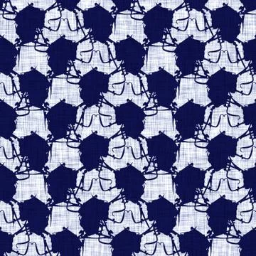 Seamless indigo block print texture. Navy blue woven cotton dyed effect Stock Illustration