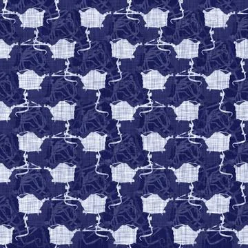 Seamless indigo block print texture. Navy blue woven cotton dyed effect Stock Illustration