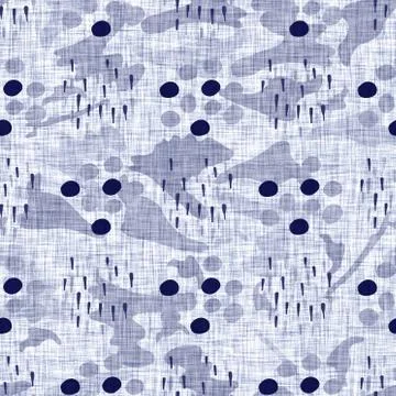 Seamless indigo block print texture. Navy blue woven cotton dyed effect Stock Illustration