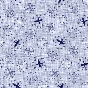 Seamless indigo block print texture. Navy blue woven cotton dyed effect Stock Illustration