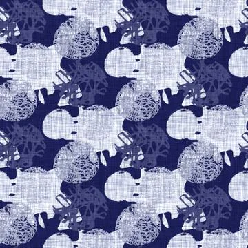 Seamless indigo block print texture. Navy blue woven cotton dyed effect Stock Illustration