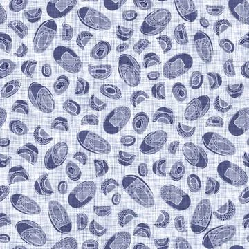 Seamless indigo block print texture. Navy blue woven cotton dyed effect Stock Illustration