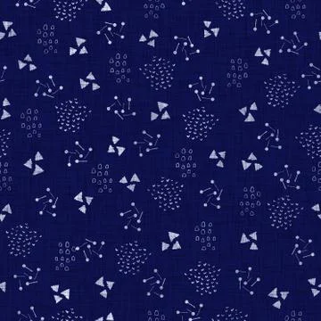Seamless indigo block print texture. Navy blue woven cotton dyed effect Stock Illustration