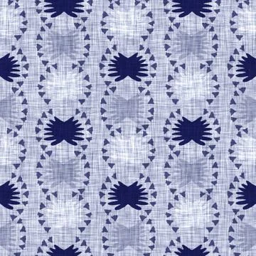 Seamless indigo block print texture. Navy blue woven cotton dyed effect Stock Illustration