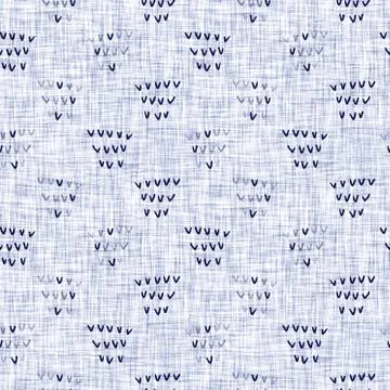 Seamless indigo block print texture. Navy blue woven cotton dyed effect Stock Illustration