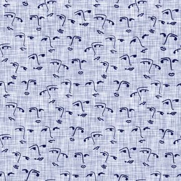 Seamless indigo block print texture. Navy blue woven cotton dyed effect Stock Illustration