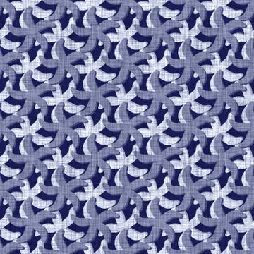 Seamless indigo block print texture. Navy blue woven cotton dyed effect Stock Illustration