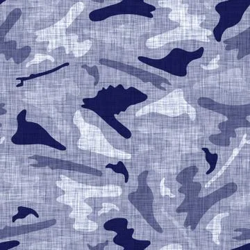 Seamless indigo block print texture. Navy blue woven cotton dyed effect Stock Illustration