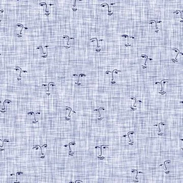 Seamless indigo block print texture. Navy blue woven cotton dyed effect Stock Illustration