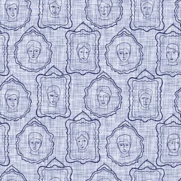 Seamless indigo block print texture. Navy blue woven cotton dyed effect Stock Illustration