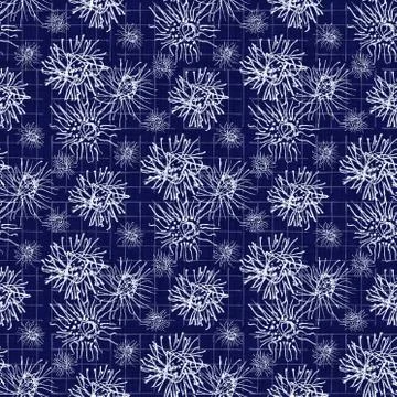 Seamless indigo block print texture. Navy blue woven cotton dyed effect Stock Illustration