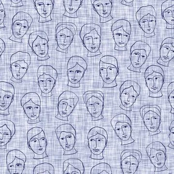 Seamless indigo block print texture. Navy blue woven cotton dyed effect Stock Illustration