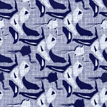 Seamless indigo block print texture. Navy blue woven cotton dyed effect Stock Illustration