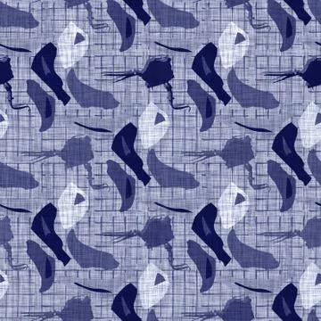Seamless indigo block print texture. Navy blue woven cotton dyed effect Stock Illustration