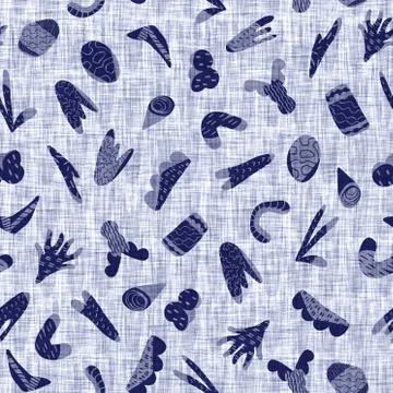 Seamless indigo block print texture. Navy blue woven cotton dyed effect Stock Illustration