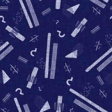 Seamless indigo block print texture. Navy blue woven cotton dyed effect Stock Illustration