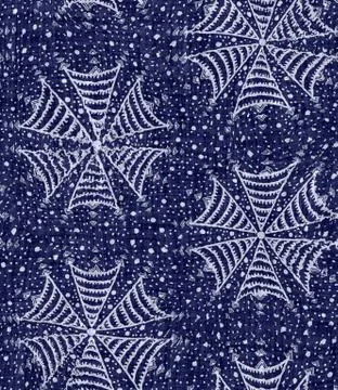 Seamless indigo blue snowflake block print dye texture. Woven winter snow repeat Stock Illustration