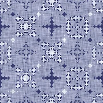 Seamless indigo damask texture. Navy blue woven ornate cotton dyed effect Stock Illustration