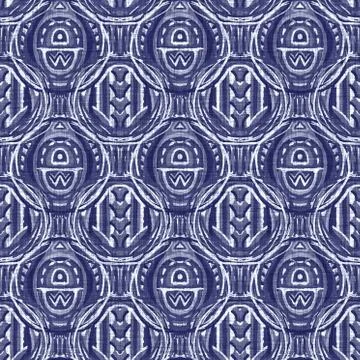 Seamless indigo doodle dot texture. Blue woven boro cotton dyed effect Stock Illustration