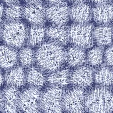 Seamless indigo doodle dot texture. Blue woven boro cotton dyed effect Illustrazione stock