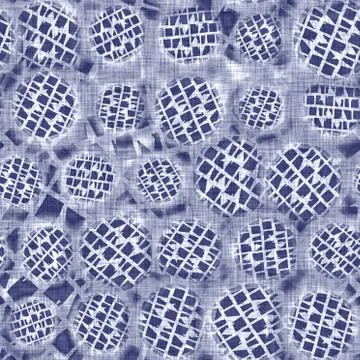Seamless indigo doodle dot texture. Blue woven boro cotton dyed effect Illustrazione stock