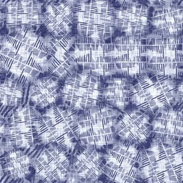 Seamless indigo doodle dot texture. Blue woven boro cotton dyed effect Stockillustratie