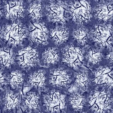 Seamless indigo doodle dot texture. Blue woven boro cotton dyed effect Stockillustratie