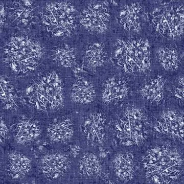 Seamless indigo doodle dot texture. Blue woven boro cotton dyed effect Stock Illustration