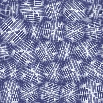 Seamless indigo doodle dot texture. Blue woven boro cotton dyed effect Stockillustratie