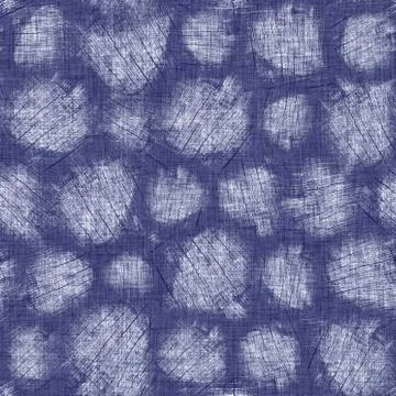 Seamless indigo doodle dot texture. Blue woven boro cotton dyed effect Stockillustratie