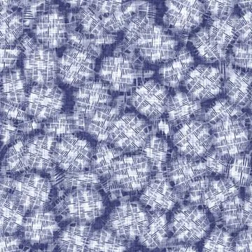 Seamless indigo doodle dot texture. Blue woven boro cotton dyed effect Stockillustratie