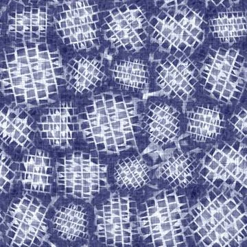 Seamless indigo doodle dot texture. Blue woven boro cotton dyed effect Stockillustratie