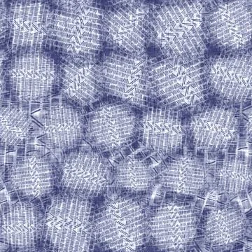 Seamless indigo doodle dot texture. Blue woven boro cotton dyed effect Stock Illustration