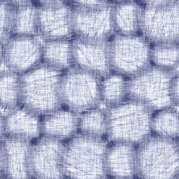 Seamless indigo doodle dot texture. Blue woven boro cotton dyed effect Stock Illustration