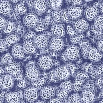 Seamless indigo doodle dot texture. Blue woven boro cotton dyed effect Illustrazione stock