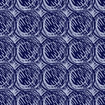 Seamless indigo doodle dot texture. Blue woven boro cotton dyed effect Stockillustratie