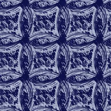 Seamless indigo doodle dot texture. Blue woven boro cotton dyed effect Stockillustratie