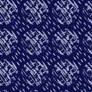 Seamless indigo doodle dot texture. Blue woven boro cotton dyed effect Stockillustratie