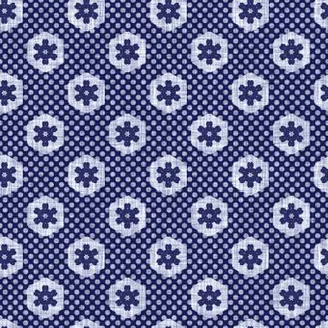 Seamless indigo doodle dot texture. Blue woven boro cotton dyed effect Stockillustratie