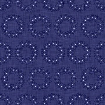 Seamless indigo doodle dot texture. Blue woven boro cotton dyed effect Stockillustratie