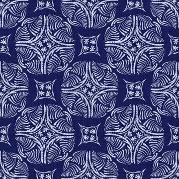 Seamless indigo doodle dot texture. Blue woven boro cotton dyed effect Stockillustratie