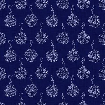 Seamless indigo doodle dot texture. Blue woven boro cotton dyed effect Stock Illustration