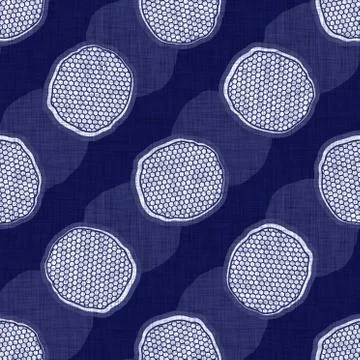 Seamless indigo doodle dot texture. Blue woven boro cotton dyed effect Stockillustratie