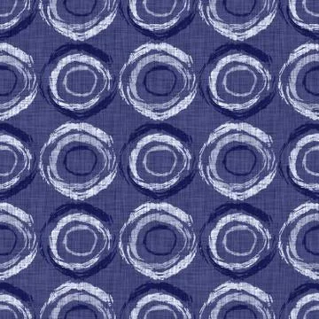 Seamless indigo doodle dot texture. Blue woven boro cotton dyed effect Stockillustratie